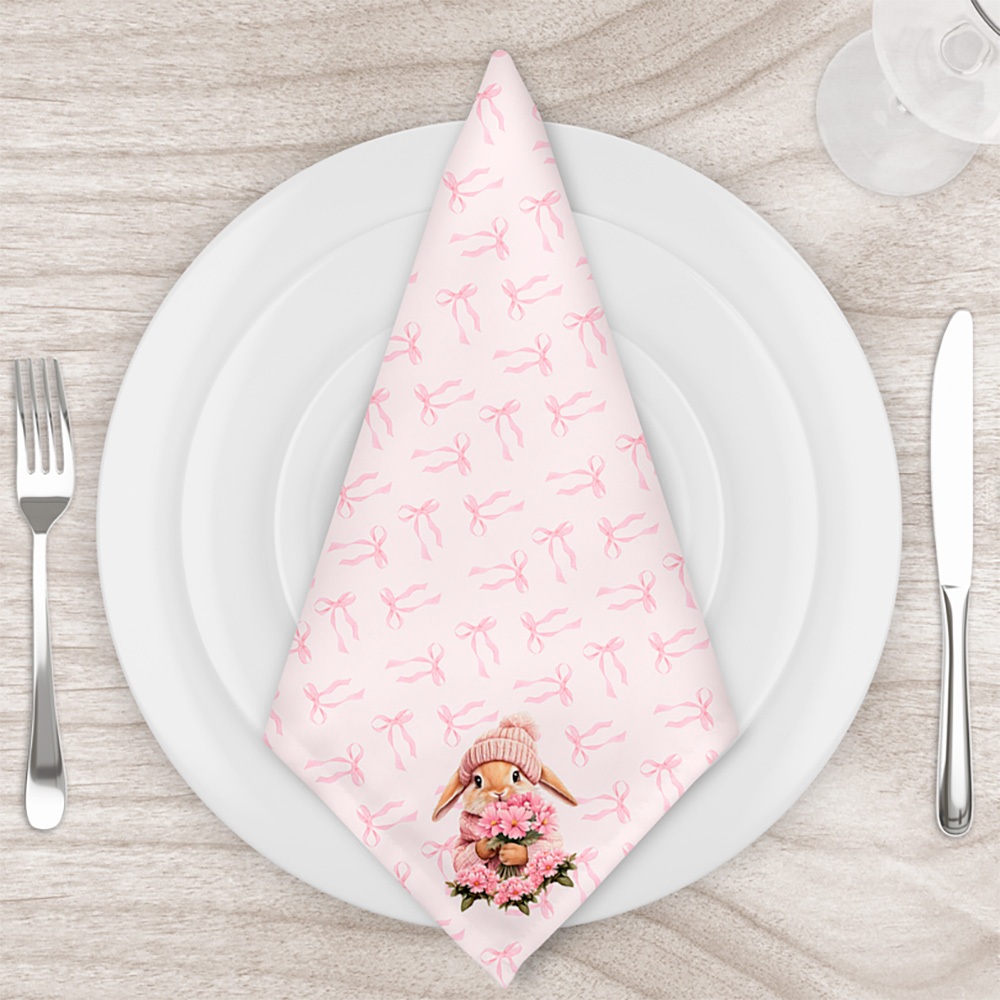 Guardanapo 45x45cm Estampado Mesa Posta Páscoa Coelha Rosa em Oferta na Shopee