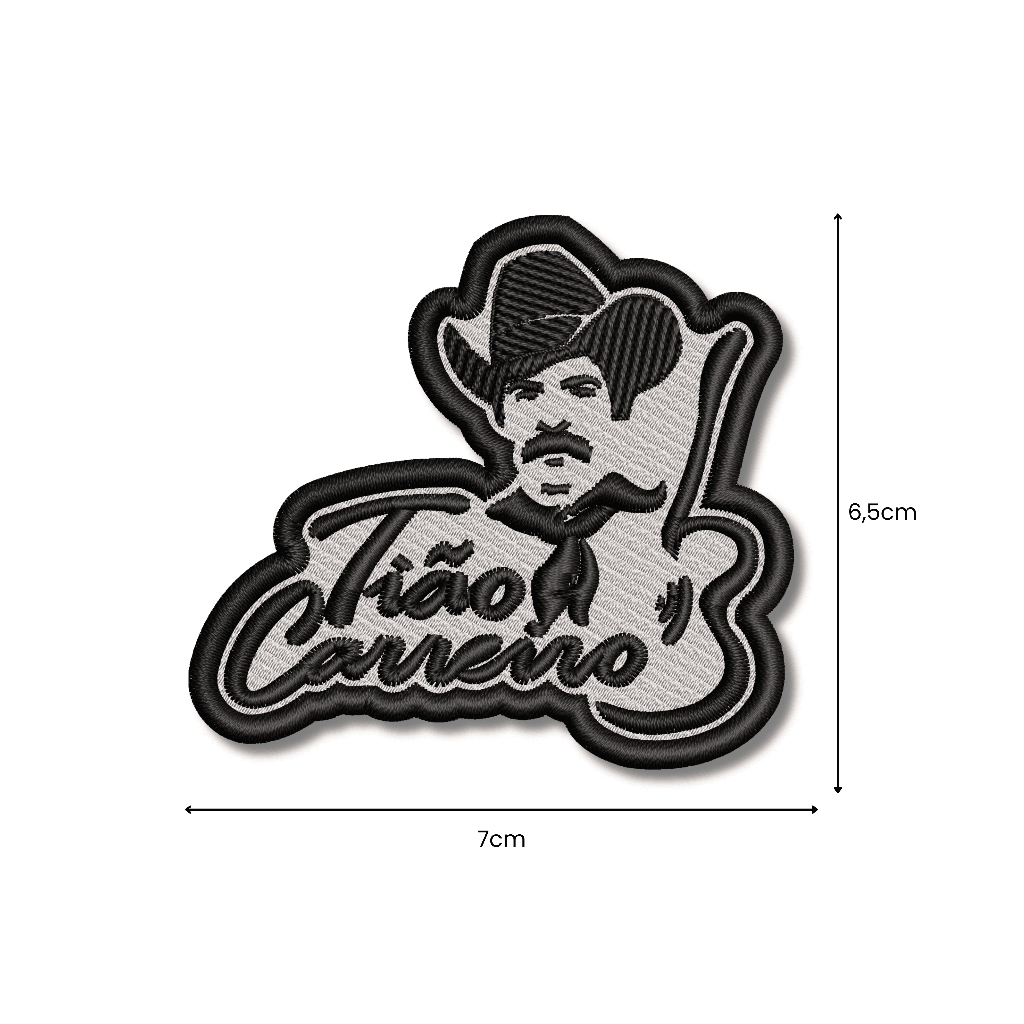 Patch Bordado Tião Carreiro Termocolante Costura ou Velcro para Boné Chapéu Camisa