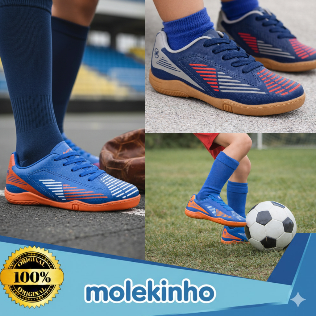 Tênis Chuteira Molekinho Quadra Futsal Costurada Indoor Cadarço Original