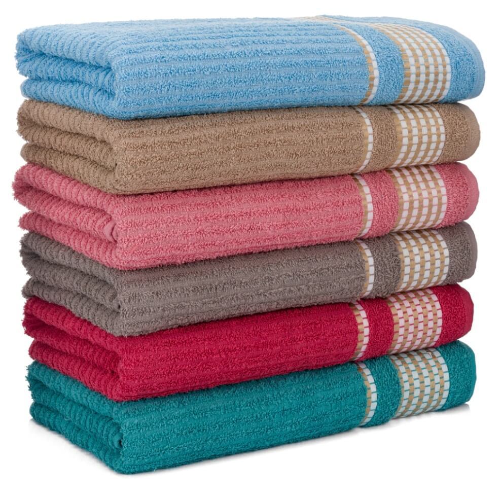 Kit Com 4 Toalhas de Banho com Barra Decorada 75x140cm - Canelada