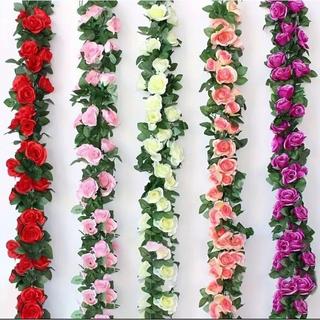 Cordão De Flores Primavera Outono 2m Artificial Plantas Folhagem Rosas