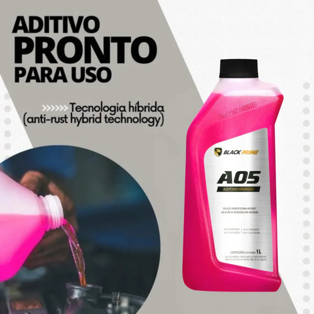 Aditivo Híbrido Pronto Para Uso De Radiador Concentrado 1 a 4 Litros Ao5 Rosa Black Prime — imagem 2 de 2