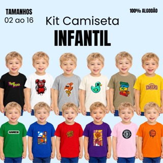 kit 5 Camisetas Juvenil Menino - Peças alta qualidade de Roupas - Promoção- Cores e estampas variadas sortidas em Oferta na Shopee