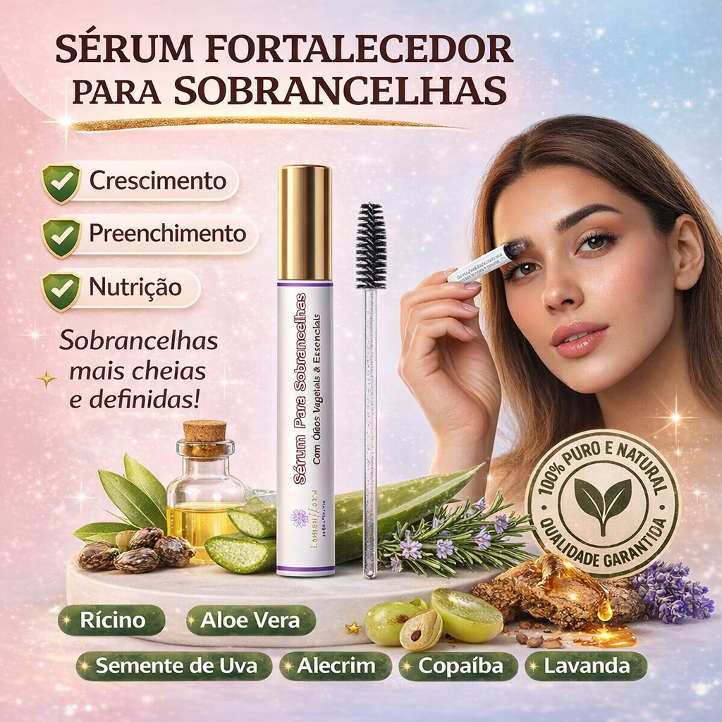 Sérum para Sobrancelhas e Cílios - Roll On – Crescimento Fortalecimento | Rícino, Alecrim, Copaíba e Lavanda