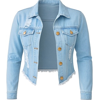 Jaqueta Jeans Feminina Denim Clara Manga Longa Linha Premium em Oferta na Shopee