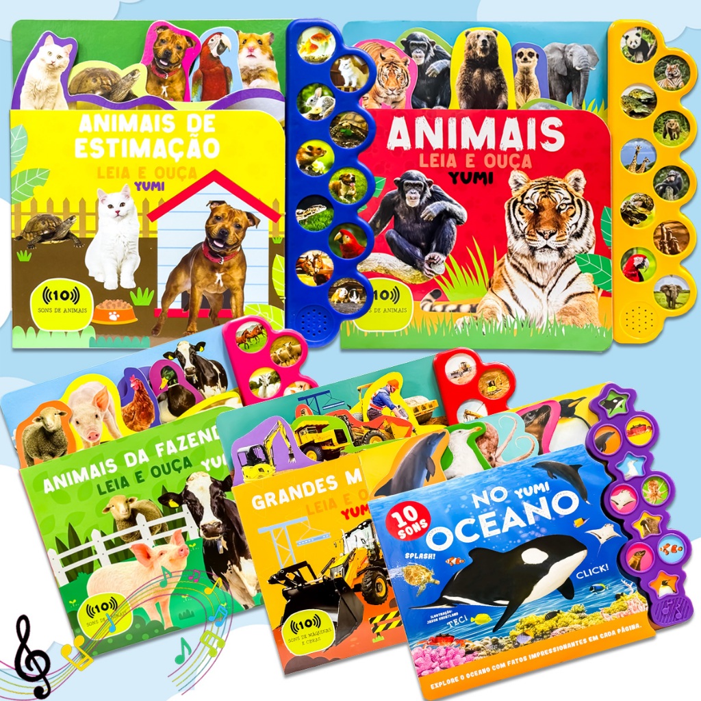 Coleção Livro Infantil Bebê Sensorial Montessori | Leia E Ouça Interativo Edição Gigante Colecionável 10 Sons