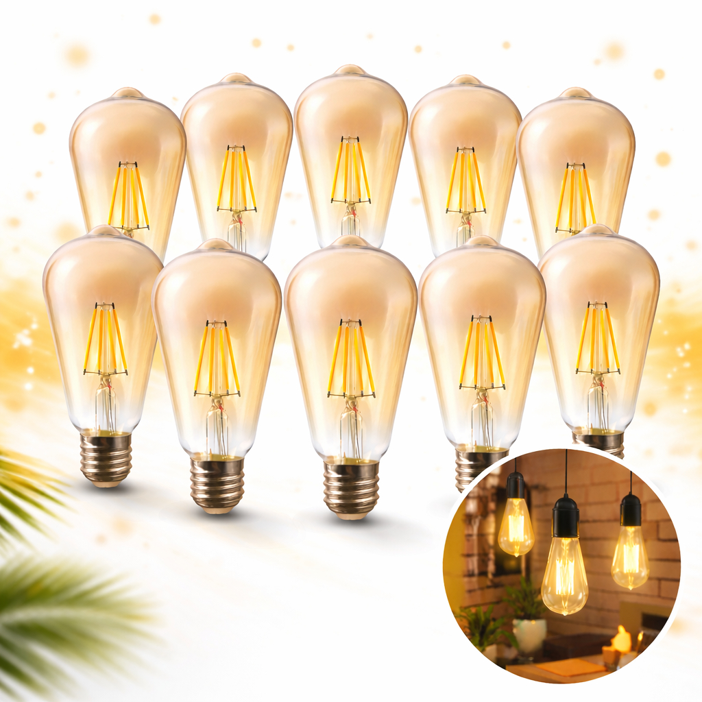 Kit 10 Lâmpadas de Filamento LED Flite ST64, 4W, FLT-ST64-4W