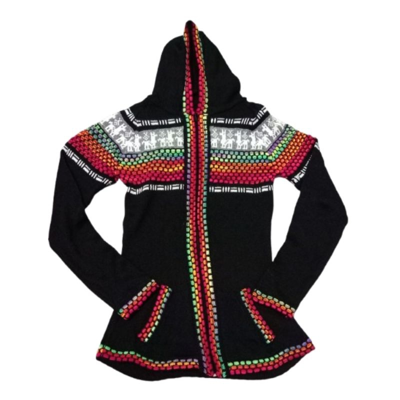 Blusa Agasalho Peruana De La Con Zíper E Bolso Étnica Vários Cores