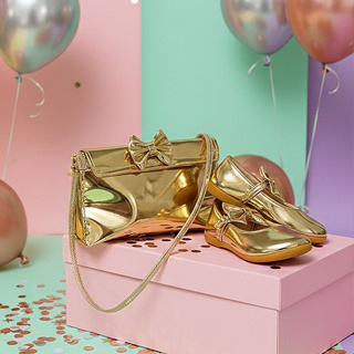 Sapatilha Infantil Menina Dourada ou Bronze Laço Elegante Festa Confortável Antiderrapante em Oferta na Shopee