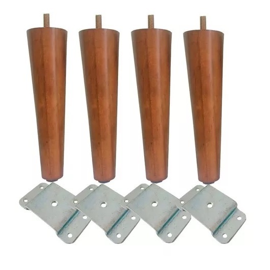 KIT 4 Pé Palito 30cm 4 chapinha Para Poltrona Puff