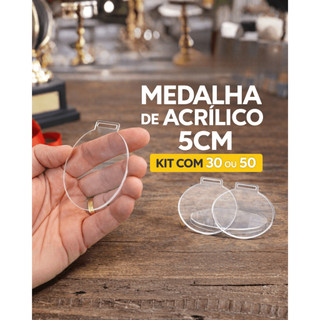Kit Medalhas em Acrílico Transparente 2mm 3mm | Kit com 30 ou 50 Unidades Para Premiação e Eventos