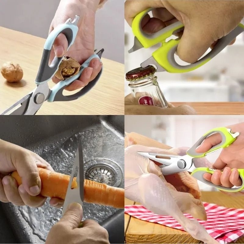 Tesoura de cozinha Multifuncional Aço inoxidavel 7 em 1,Cozinha,Cortes,Utilidade