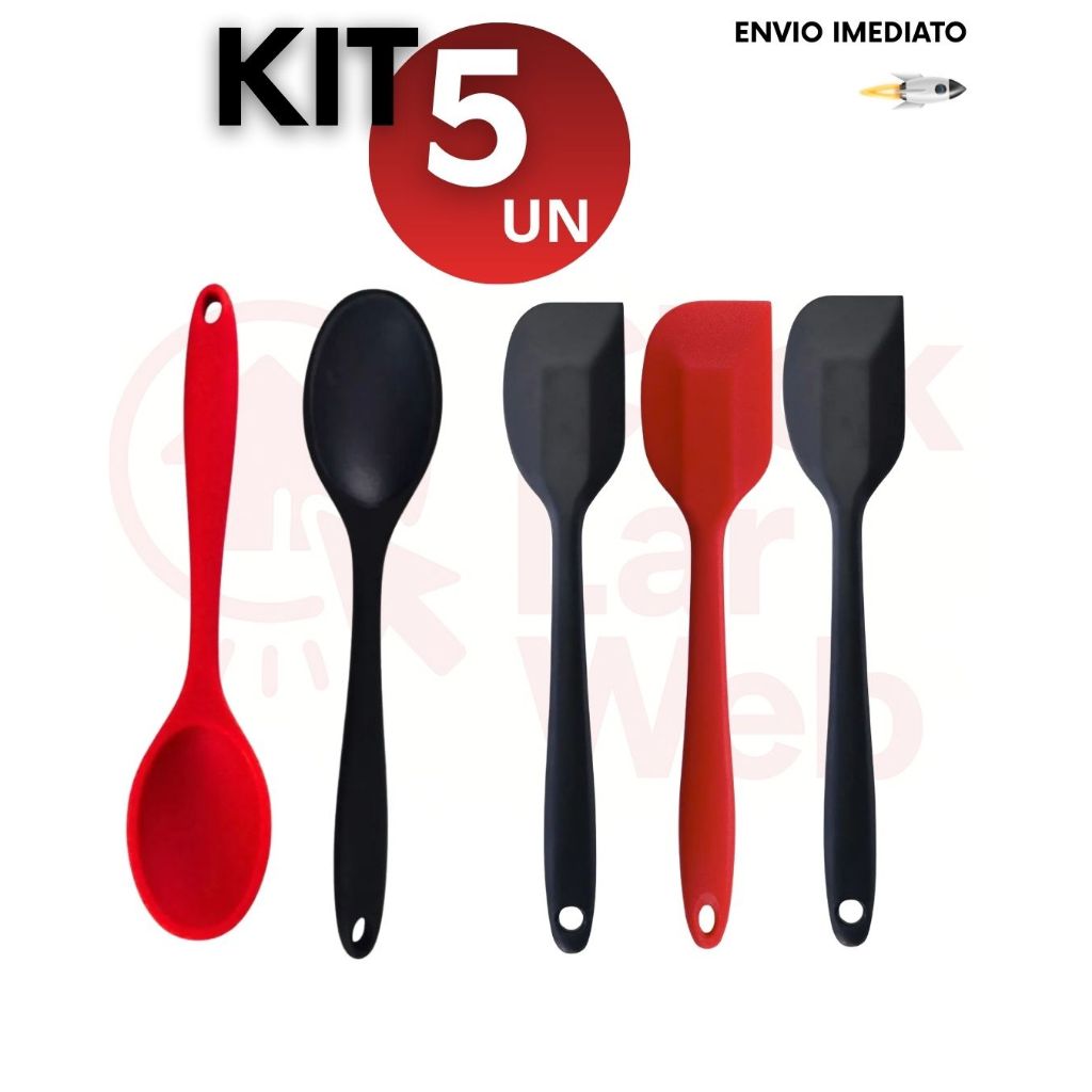 Kit 3/5/8 unidades Colheres e Espátulas de Silicone Resistência Praticidade Antiaderente Utilidade