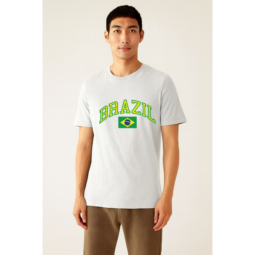 Camiseta Masculina Casual Básica Algodão Copa Do Mundo Brasil Seleção Brasileira