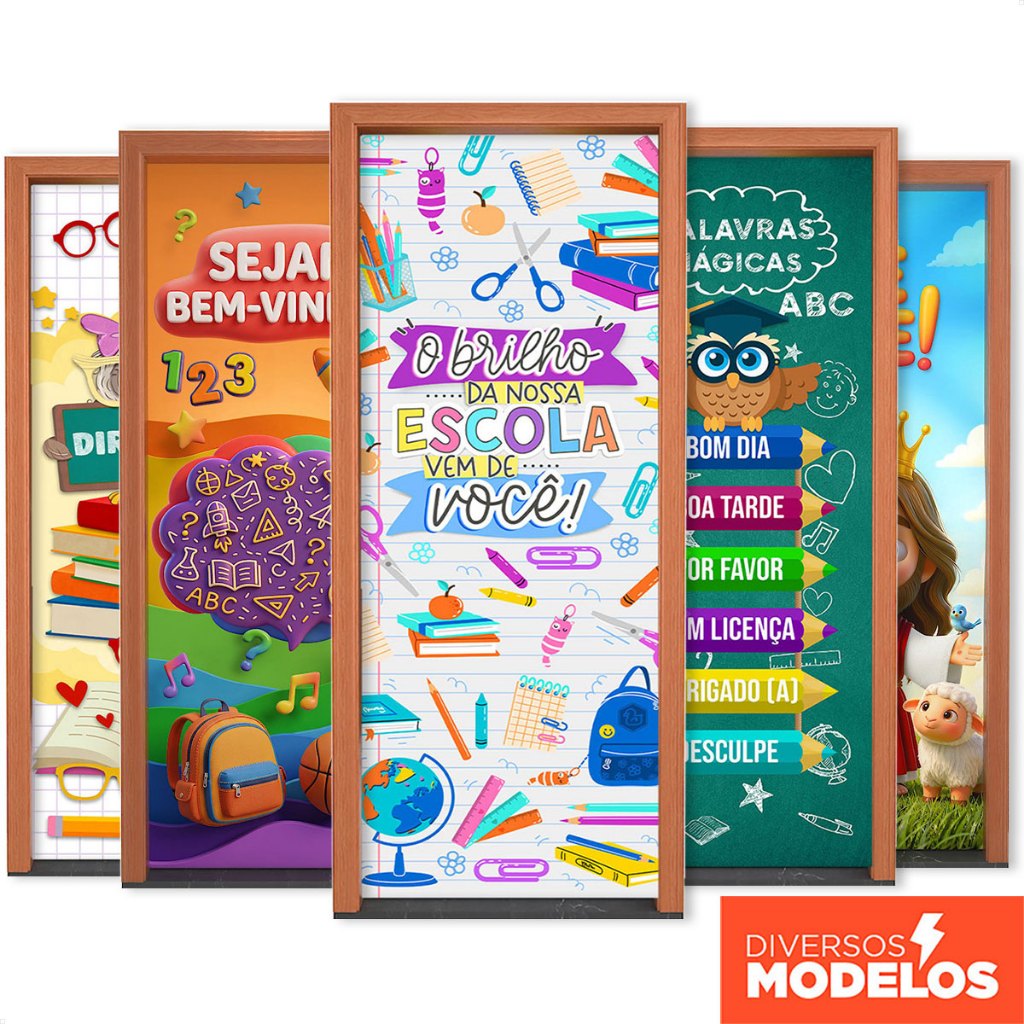 Capa De Porta Escolar Decoração Sala de Aula Em Tecido Com Elástico 0,85x2,10m - Diversos Modelos em Oferta na Shopee