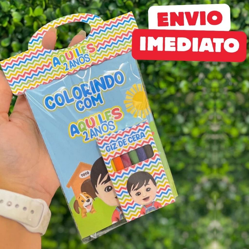 ENVIO RÁPIDO Kit de Colorir Giz de Cera Bento Totó Personalizado | Lembrancinha Aniversário Livrinho em Oferta na Shopee