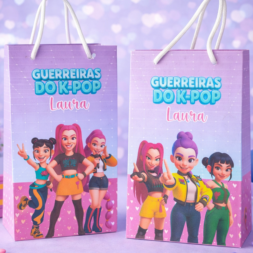 40 Sacolinha Surpresa Personalizada para lembrancinhas aniversário Guerreiras do kpop Pegue e Monte