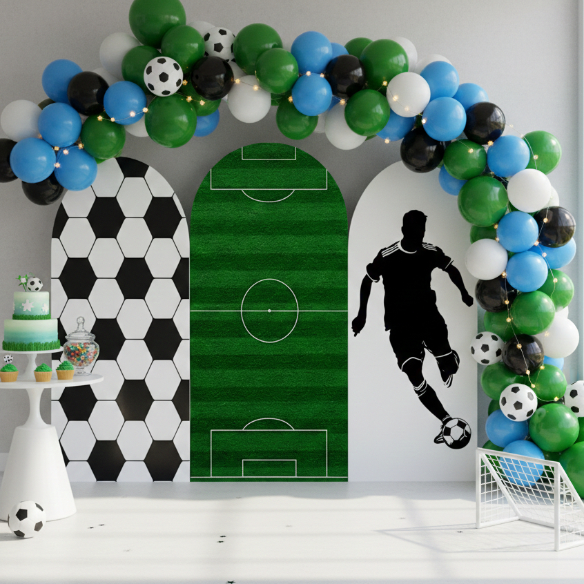 Capa Romano Painel Festivo Tema Futebol Campo Bola Jogador Decoração Lançamento