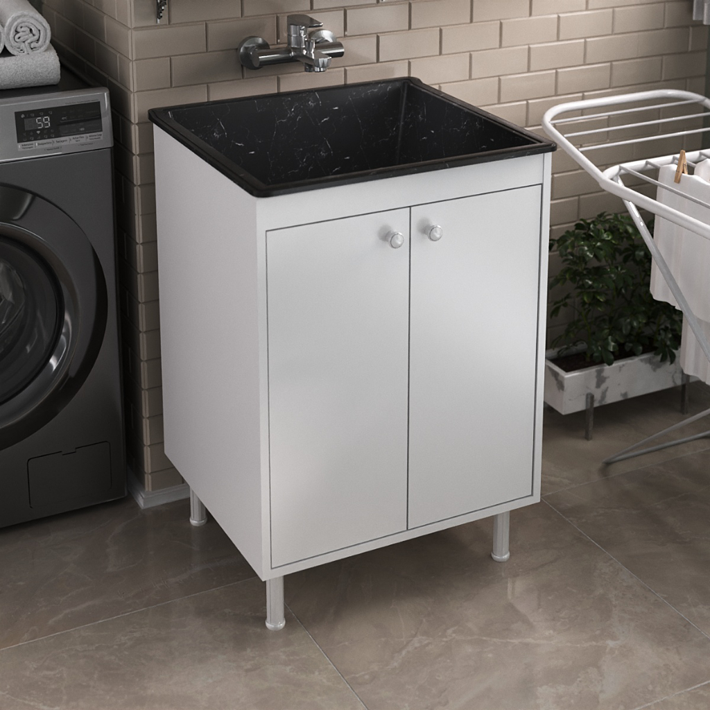 Tanque de Lavanderia 40L em Marmorite com Gabinete 100% MDF em Oferta na Shopee