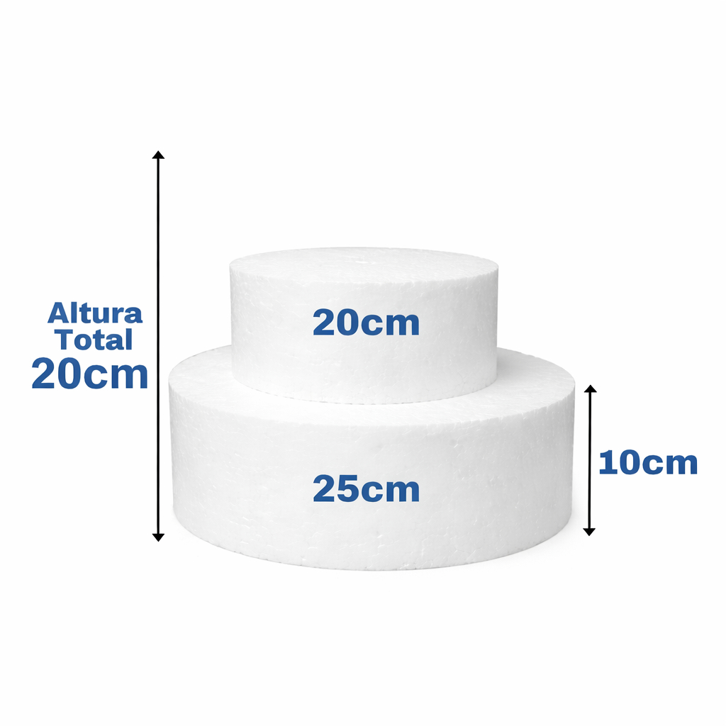 Base de Isopor para Bolo Fake Cenográfico - 2 Andares 20, 25cm por 10cm altura Ideal para Decoração em Oferta na Shopee