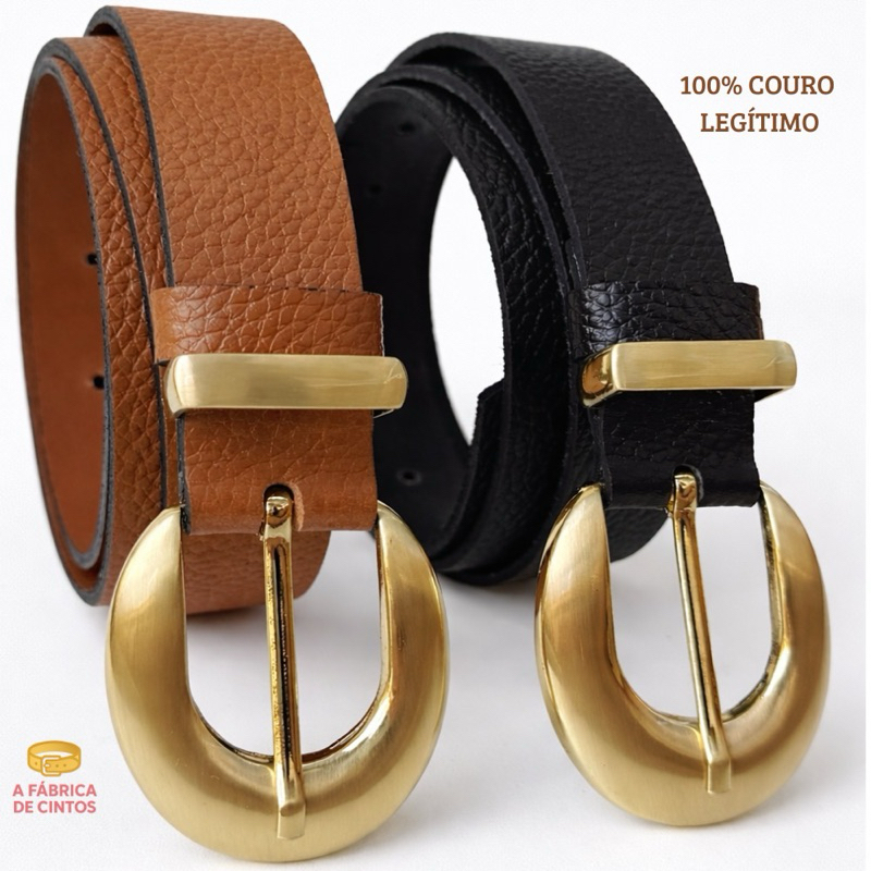 Cinto feminino COURO LEGÍTIMO largura 2,8cm fivela premium