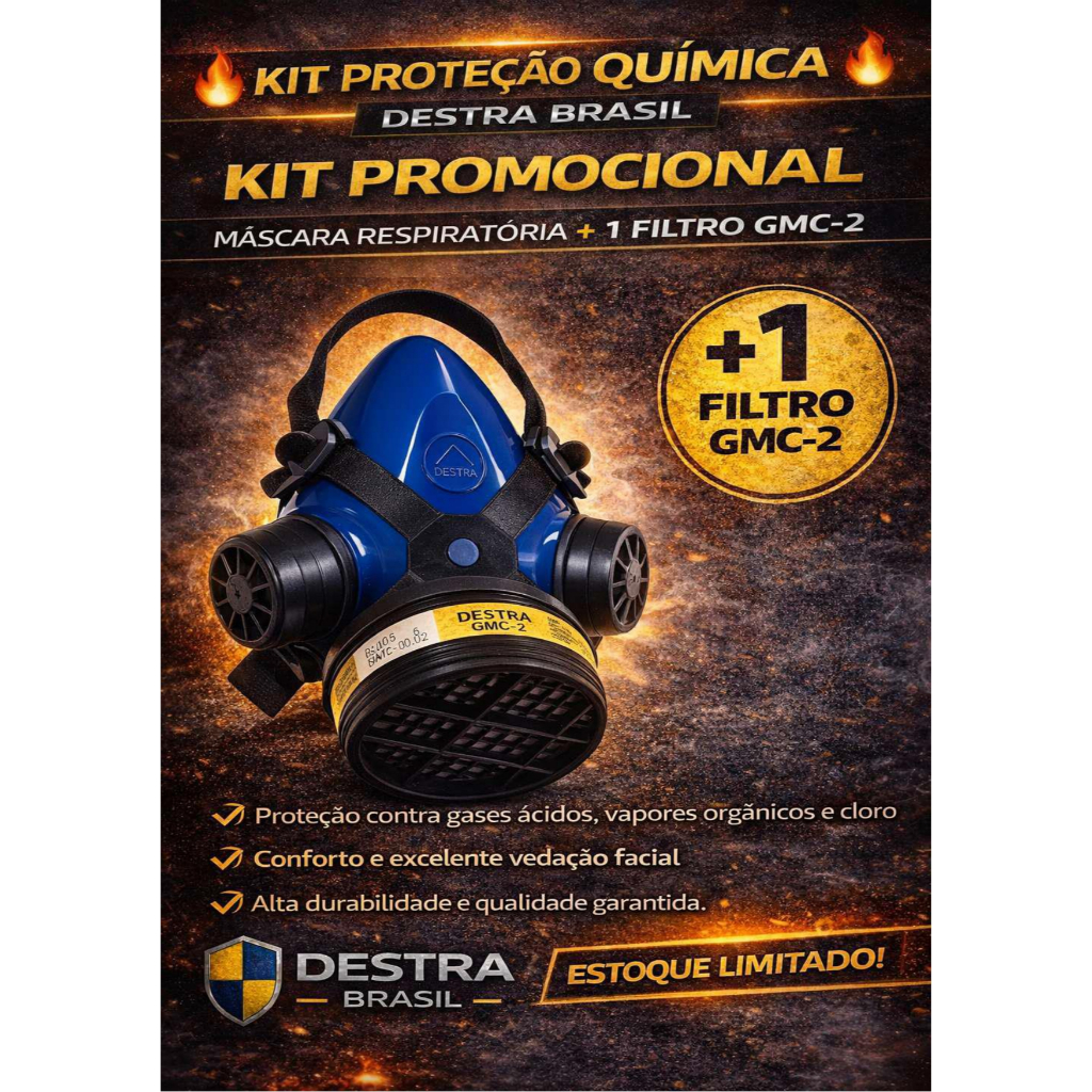KIT Respirador Semi Facial  Mig21- S/F + 1 pc  Filtro VO/GA-(Vapor Organico e Gases Acidos)