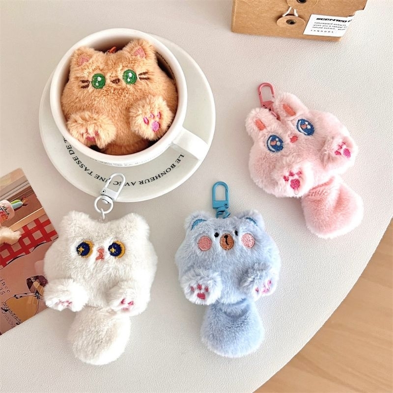 Chaveiro com pingente de Gatinho/Gato/Pelúcia/acessório para estojo/mochila/bolsa/chave/boneca/Preto/Celular/Brinquedo