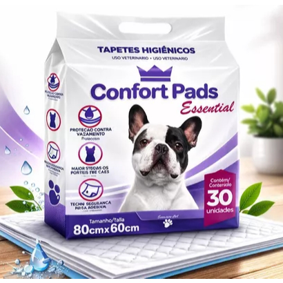 Tapete Higienico Confort Pads 80x60cm Para Caes Cachorro e Gatos com 30 Unidades