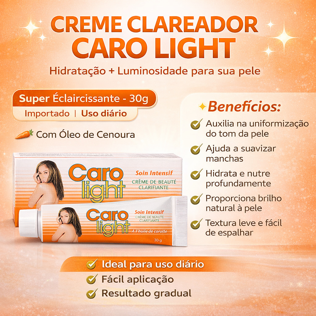 Pomada Creme Super Éclaircissante Caro Light 30g – Clareador Hidratante Importado em Oferta na Shopee