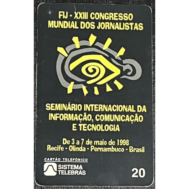 cartão telefônico congresso nacional de jornalismo tiragem 10 mil