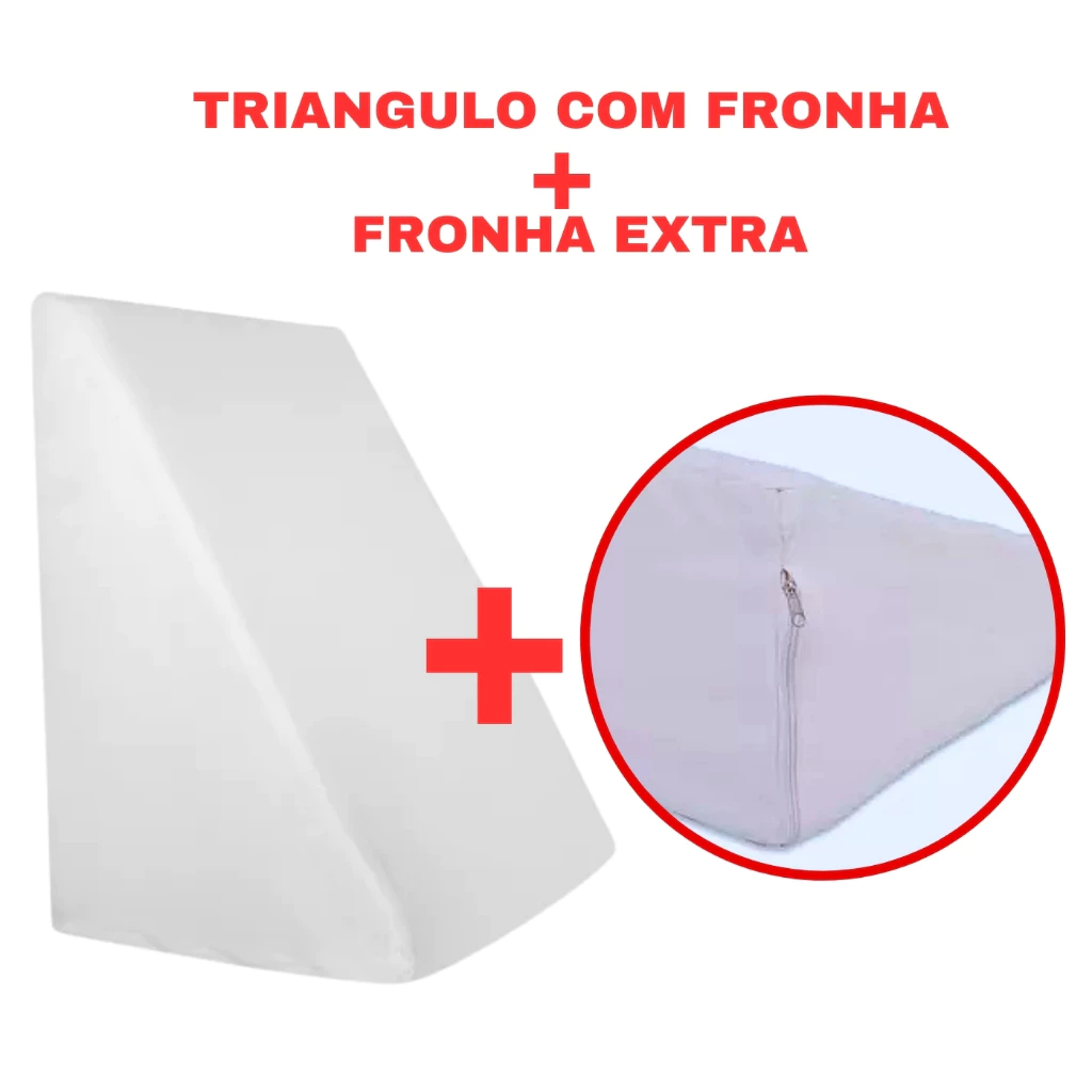 Travesseiro Encosto Triangular Repouso Leitura + 2 Capas Com Ziper | Encosto Anatômico Pós Cirúrgico