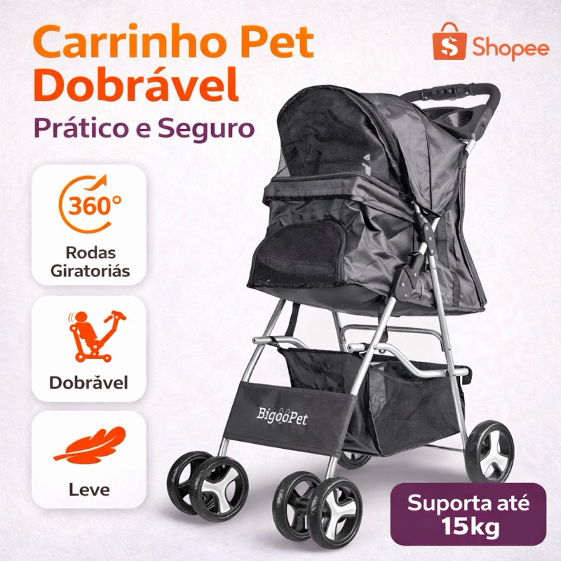 Carrinho De Passeio Para Cachorro e Gatos Premium Modelo Bigoopet em Oferta na Shopee