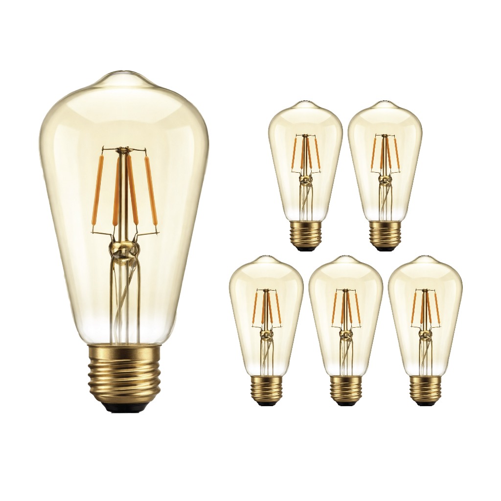 Kit 6 Filamento led 4w st64 E27 2200k Bivolt lampada Vintage Retro