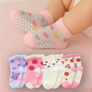 Kit 12,9 ou 6 Pares de Meias Bebê Menina Antiderrapantes Algodão Confortáveis 0–24 Meses em Oferta na Shopee