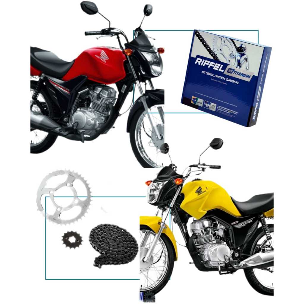 Kit Relação Cg125 Fan 125 2009 2010 2011 2012 2013 - Riffel