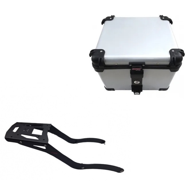 Suporte traseiro bagageiro + bau aluminio 41 Litros Chapam Royal Enfield Super Meteor 650 Celestial