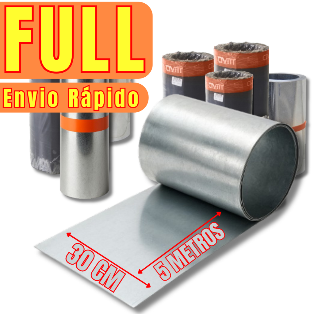 Bobina Chapa 30 Cm X 5 M Rolo Galvanizado 0,40 MM Calha Rufo em Oferta na Shopee