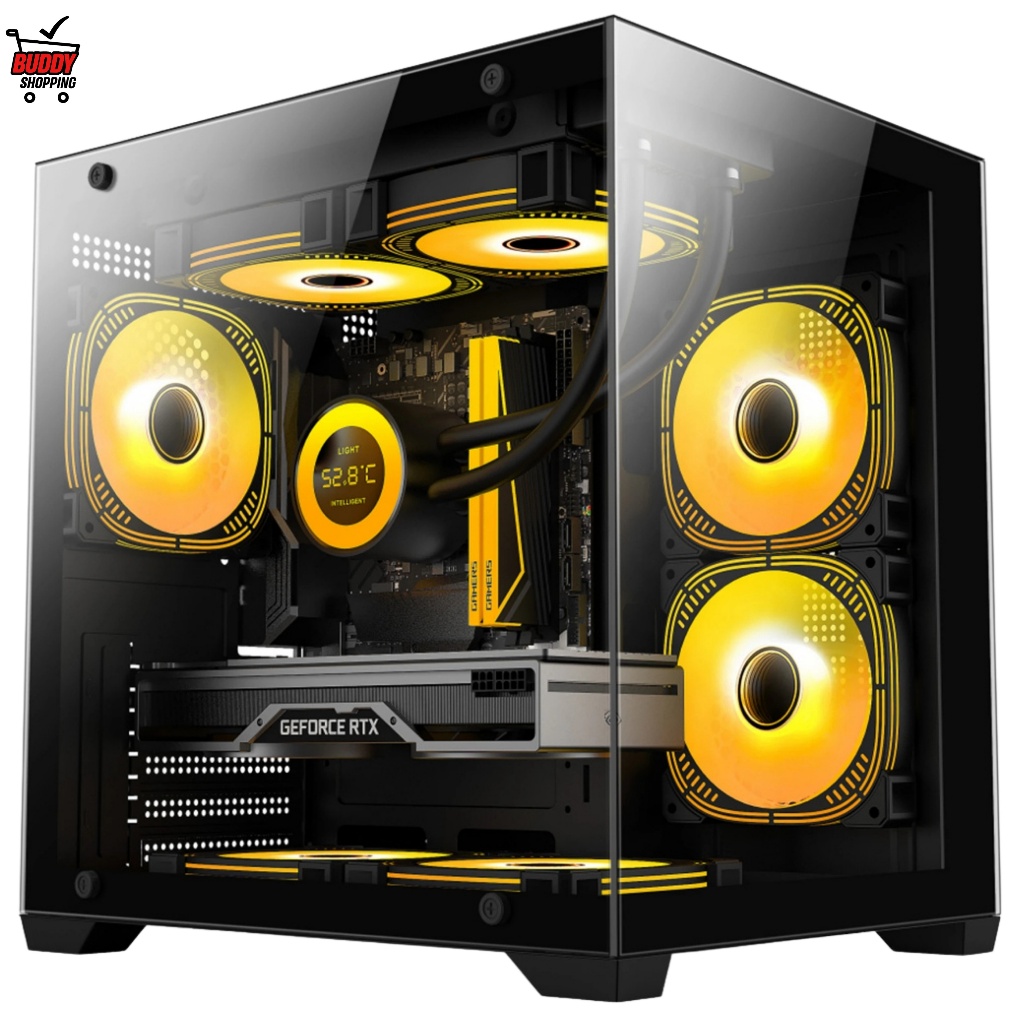 GABINETE COM 3 COOLERS | Gamer Aquário AGP-M33160 M-ATX RGB Vidro Temperado em Oferta na Shopee