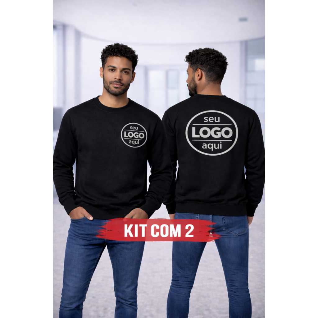 Kit 2 Moletons Careca Masculinos Personalizados com Logo  Moletom Unissex Premium