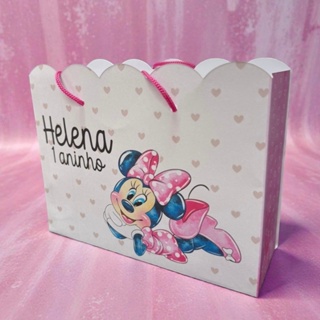 10 Sacolinhas Minnie Rosa Personalizadas – Lembrancinha Festa Infantil G (20x16x6) em Oferta na Shopee
