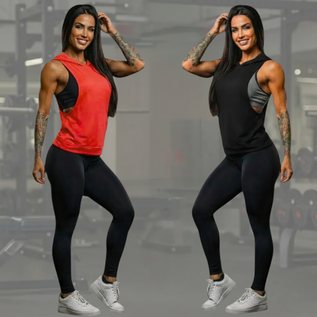 Kit 2 Camiseta Regata Cavada Academia Feminino Colete Com Capuz Camisa Mutante Fitness musculação