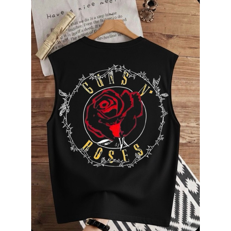 camiseta regata verão dia a dia estampada Guns roses tecido 100% algodão premium
