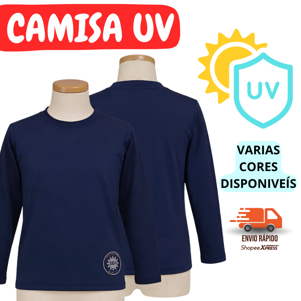Camisa UV infantil / juvenil praia / piscina proteção UV 50+ 1 ao 16 anos em Oferta na Shopee