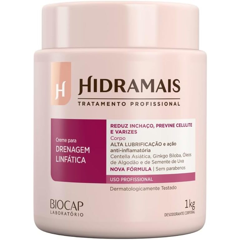 Creme de Massagem Profissional Hidramais Drenagem Linfática 1kg
