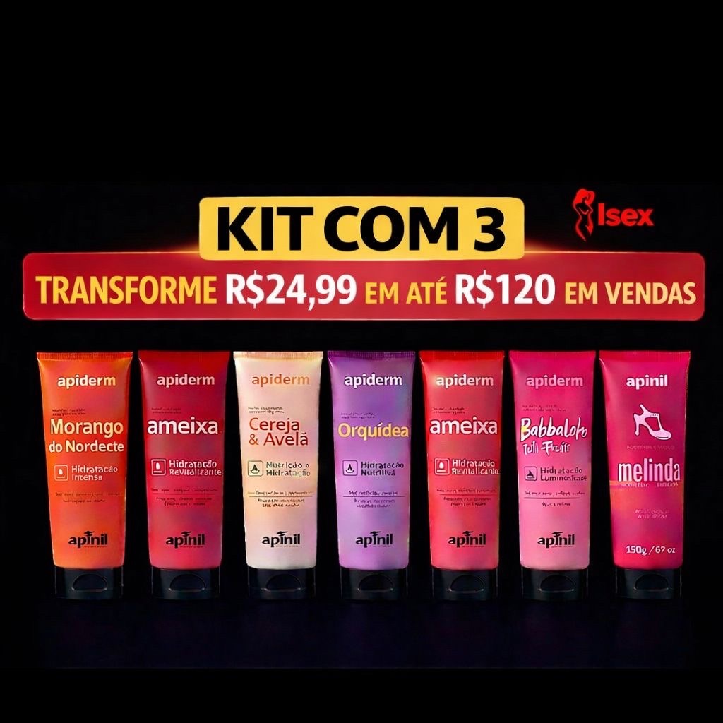 Kit com 3 Apiderm Loção Hidratante 190g Apinil - Atacado Revenda Higiene Feminina
