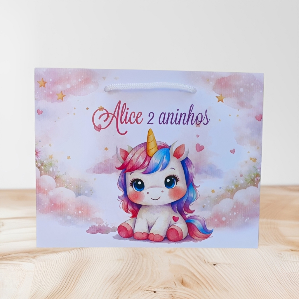 SACOLA UNICÓRNIO – Sacolinha Personalizada para Lembrancinha de Festa Infantil unicórnio