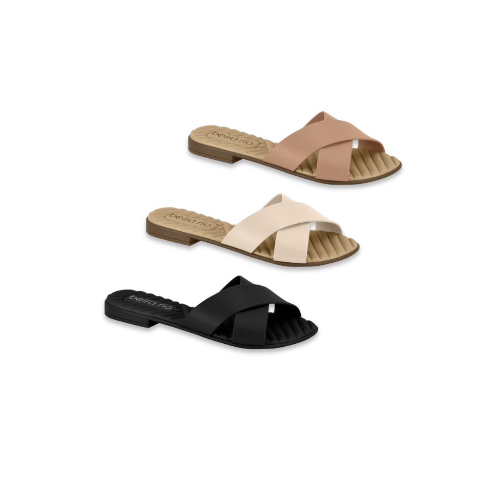 Sandália Rasteirinha Slide X Feminina Casual Confortável Calce Fácil Original Beira Rio Chinelo - 8519 em Oferta na Shopee