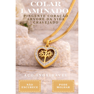 Colar Laminado Pingente Árvore da Vida em Aço Inoxidável com Zircônias Brilhantes – Não Escurece em Oferta na Shopee