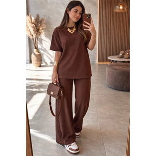 Conjunto Feminino Elegante Premium Blusa Oversized + Calça Pantalona Moda Casual Look Moderno e Confortável Aerolook em Oferta na Shopee