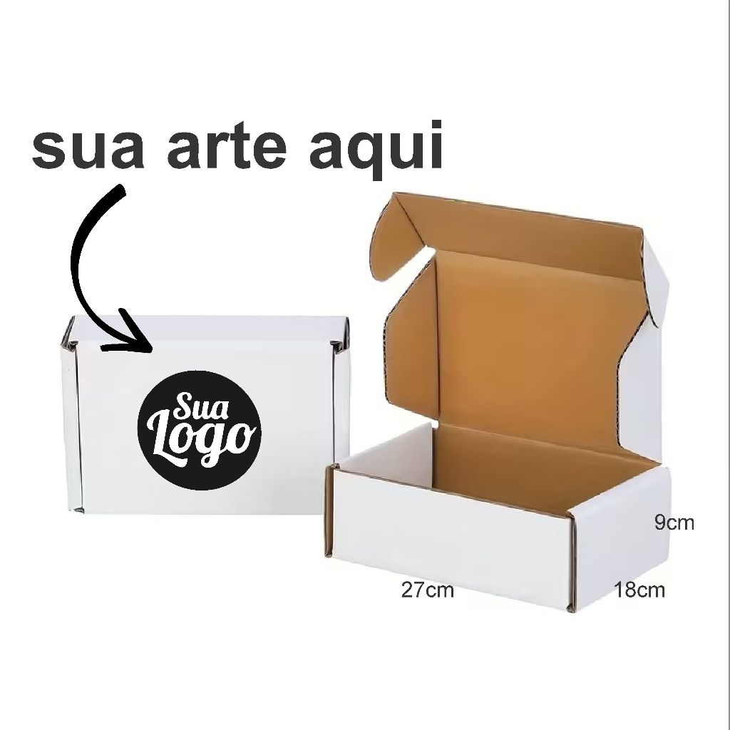50  Caixas Personalizadas com sua logo Personalizada 27x18x9cm